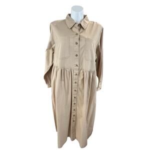 Vintage 80s 90s Hunter's Run Modest Beige Denim Teachers Dress Size B6
